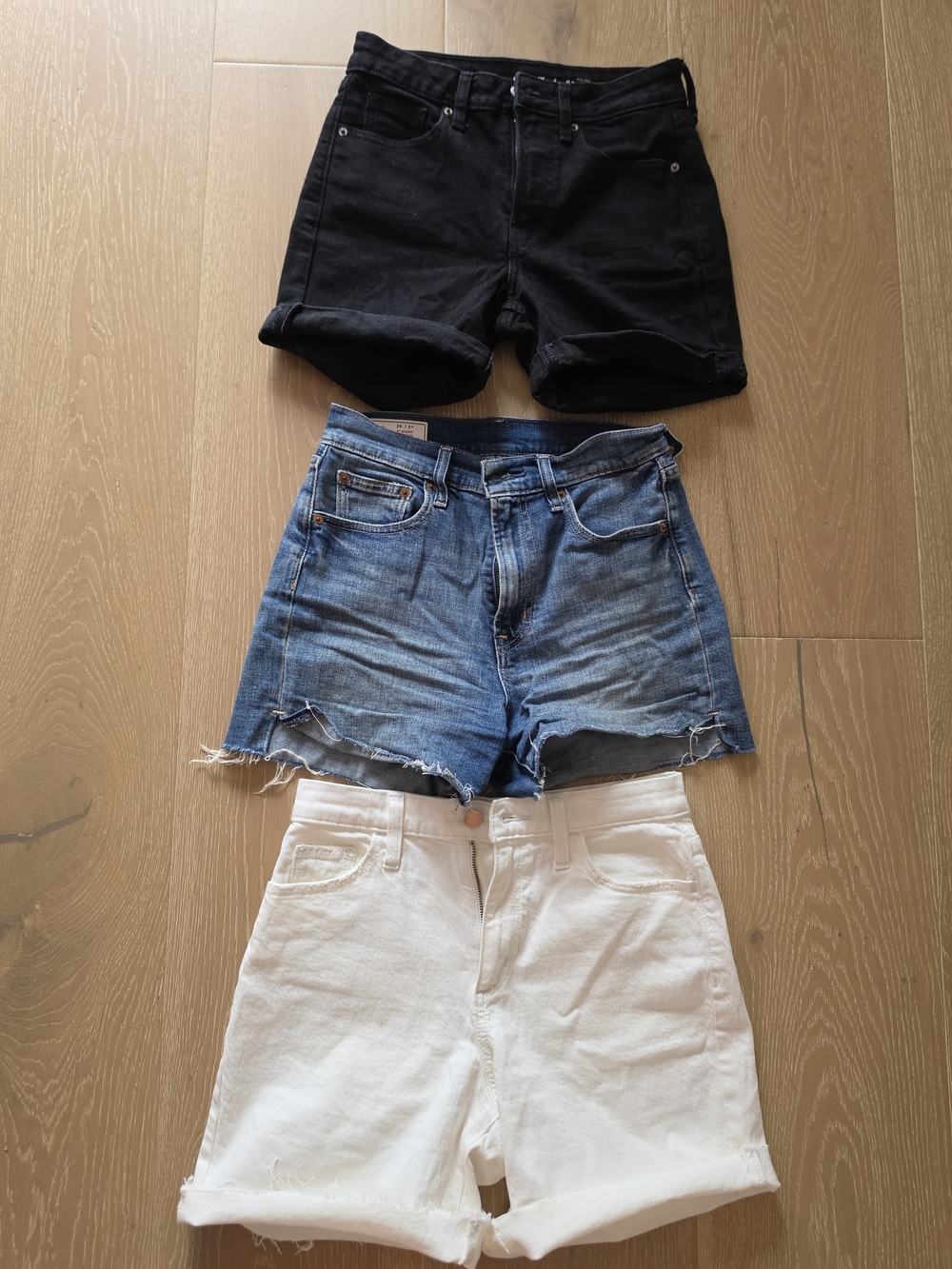 GAP Women's Shorts Trio - Black, Blue Denim & White